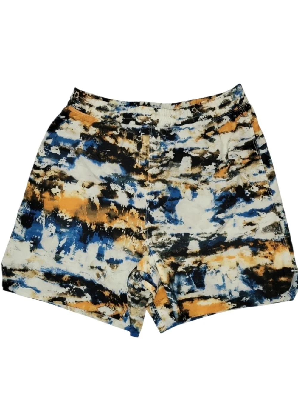 All In Motion Swim Trunks Blue & Orange Abstract Print Lined Size Small
